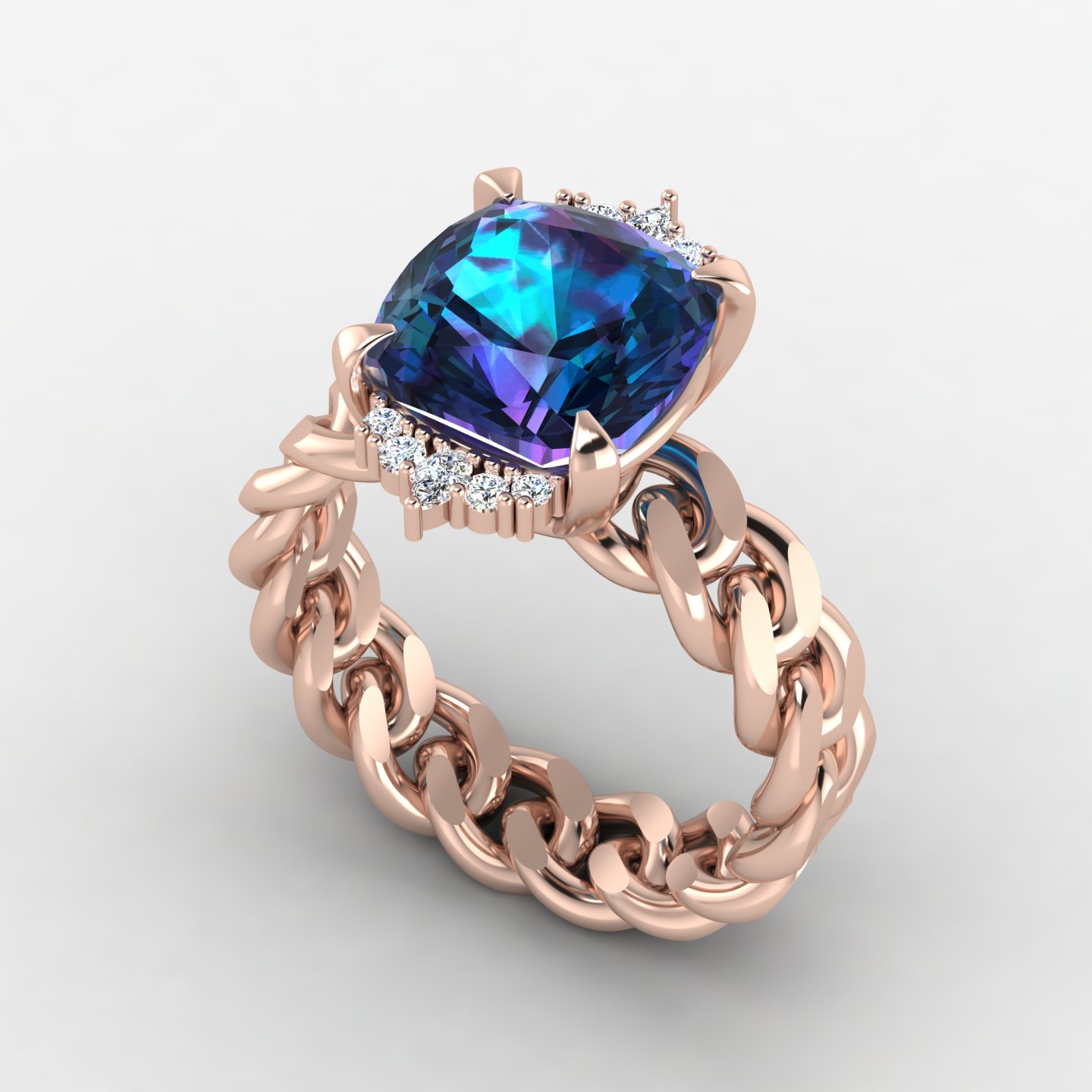 Enchanted Azure Chain Ring